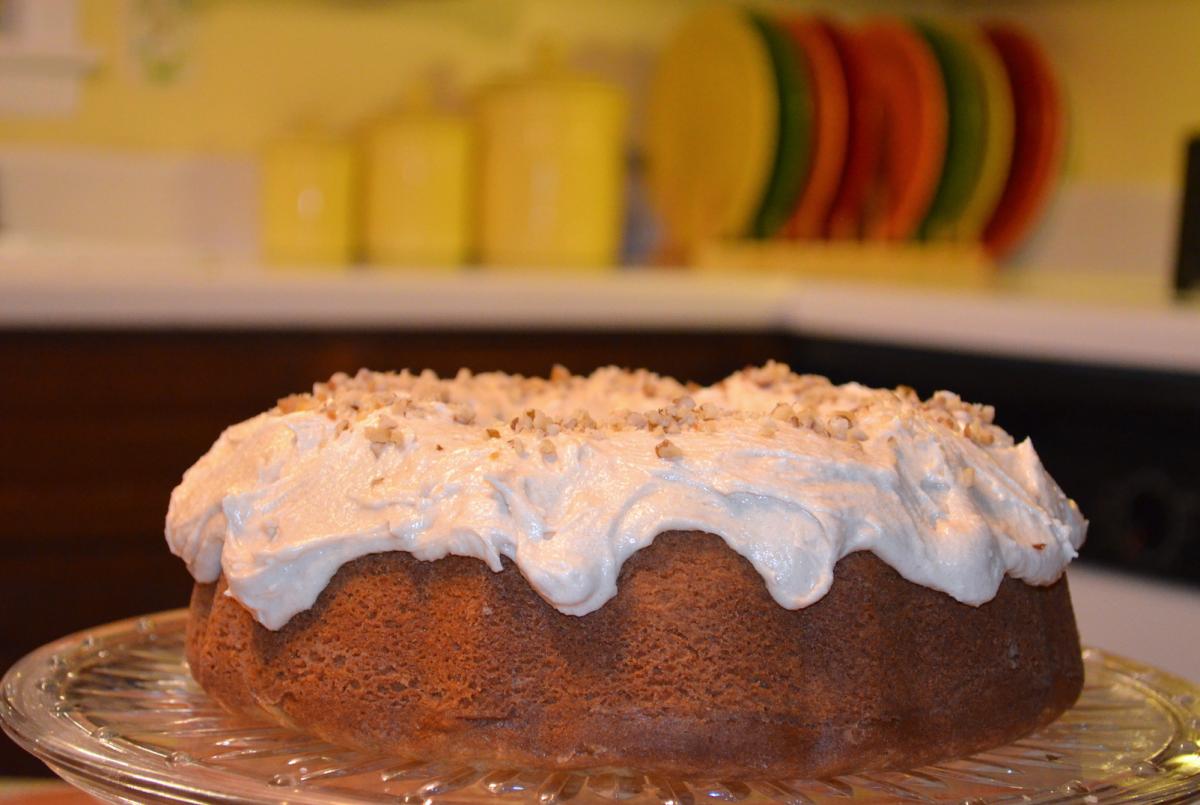 the brown sugar black walnut cake tastes as good as it looks.